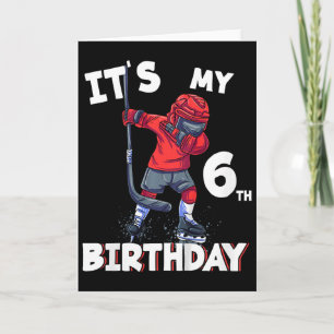 Cartão É o meu 6º aniversário 6 anos de idade de hóquei n