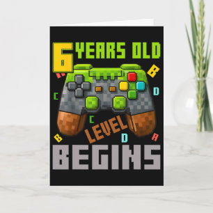 Cartão É o meu 6º aniversário controlador de jogos Pixel 