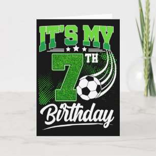 Cartão É o meu 7º aniversário menino futebol Ll 7 anos de