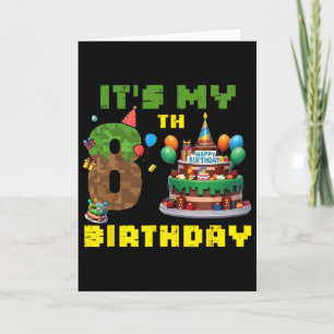 Cartão É o meu 8º aniversário de menino, festa de anivers