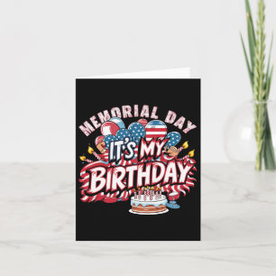 Cartão É o meu aniversário Memorial Dia Legal Retro Engra