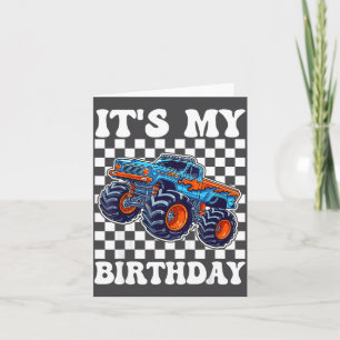 Cartão É o Meu Aniversário Menino Caminhão Monstro Festa