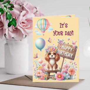 Cartão É o seu dia! Feliz Aniversário Cachorro