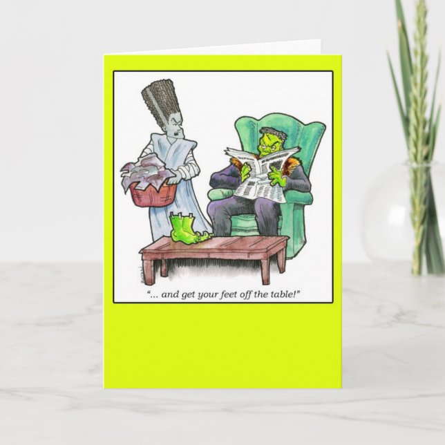 Cartão "… e obtenha seus pés fora da mesa! " (Frente)