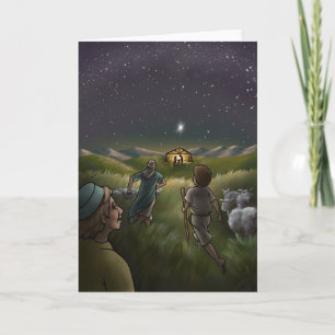 Cartão E Os Pastores Vieram Ver Jesus Bebê.