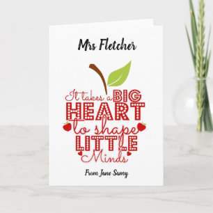 Cartão é preciso um grande coração para moldar a maçã das