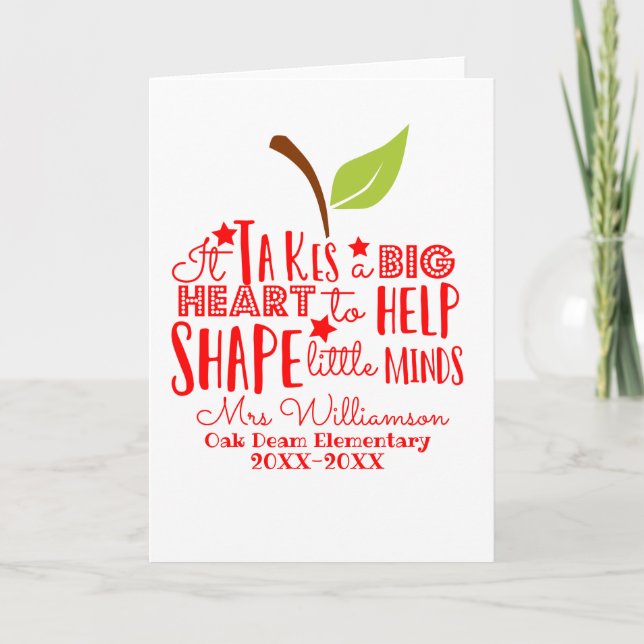 Cartão é preciso um grande coração para moldar as mentes  (Frente)