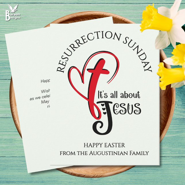 Cartão É TUDO SOBRE JESUS Páscoa Cristã (Modern HEARTS AND CROSSES greeting card to celebrate Jesus on Resurrection Sunday)