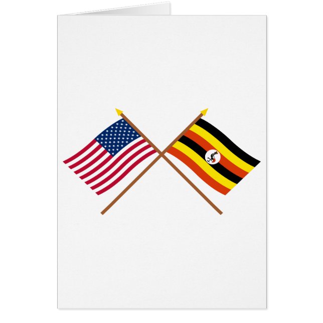 Cartão E.U. e bandeiras cruzadas Uganda (Frente)