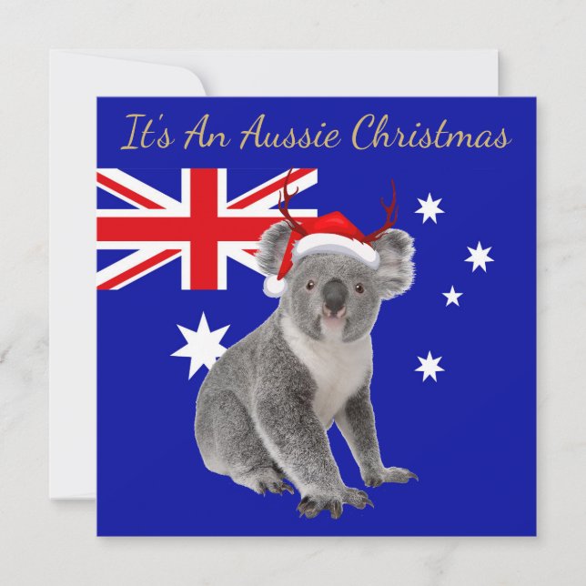 Cartão É um Natal Australiano com um Coala (Frente)
