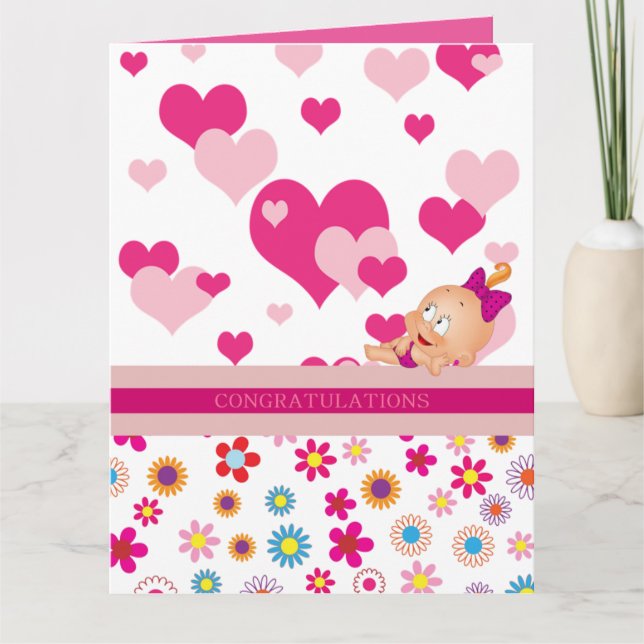 Cartão É uma menina: parabéns! - (Frente)