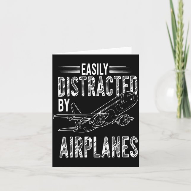 Cartão Easily Distracted By Airplanes Funny Plane Lovers  (Frente)