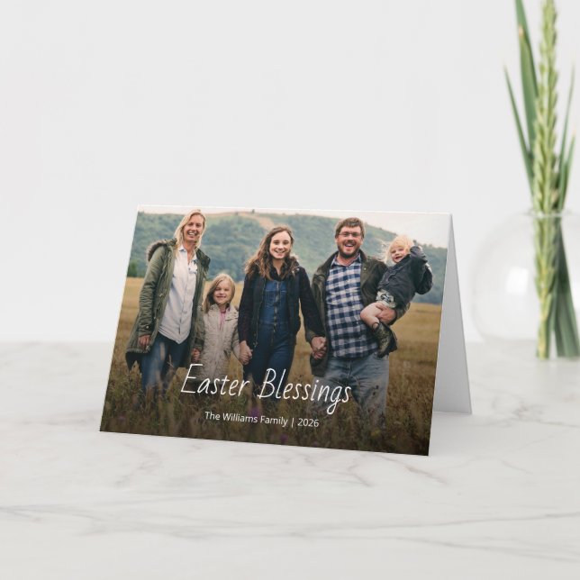 Cartão Easter Blessings Christian Family Photo Modern (Frente)