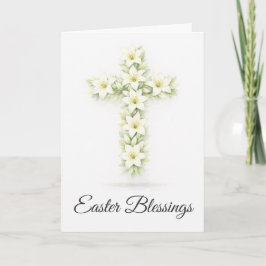Cartão Easter Blessings Lily Cross Christian Easter Card