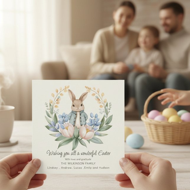 Cartão Easter bunny Floral Easter Greeting Card (Criador carregado)