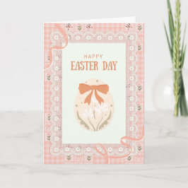 Cartão Easter Card with a lace and patterned fabric 
