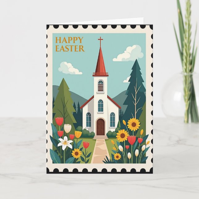 Cartão Easter Church Scene Greeting Card (Frente)