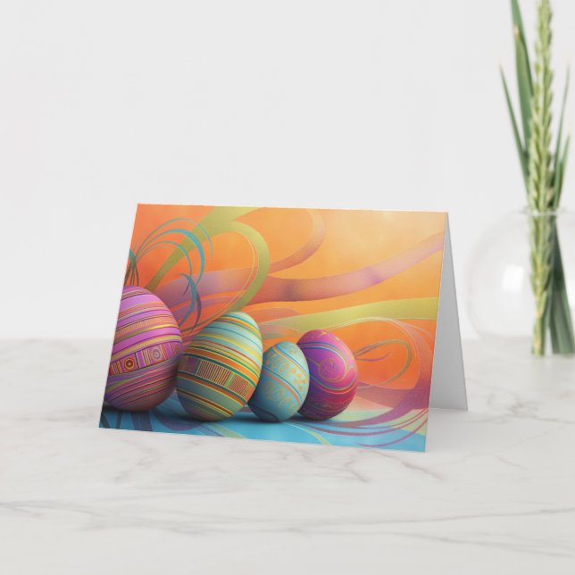 Cartão Easter eggs with upbeat background (Frente)