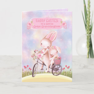 Cartão Easter for Great Granddaughter Bunnies on a Bike