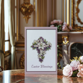 Cartão Easter Lily Cross Easter Blessing