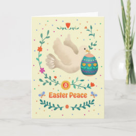 Cartão Easter Peace Watercolor Dove & Decorative Egg 