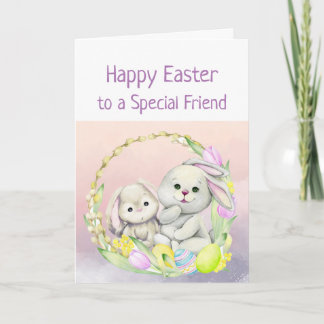 Cartão Easter Wishes Special Friend Cute Animals  Bunny