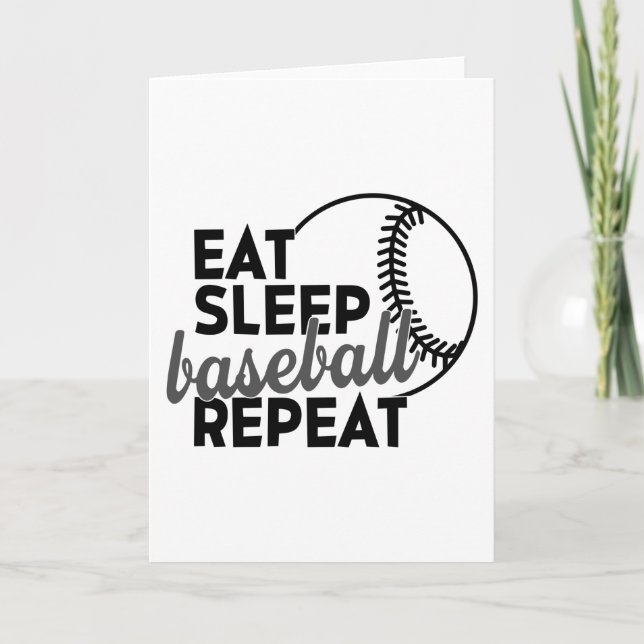 Cartão Eat Sleep Baseball Repeat (Frente)