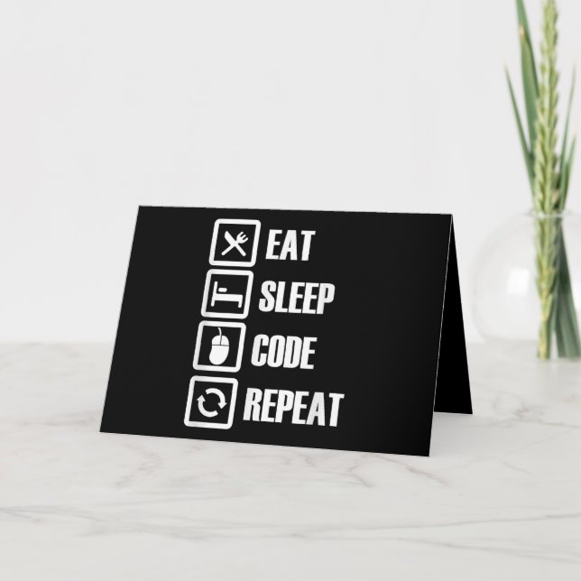 Cartão Eat Sleep Code Repetir Engenheiro de programação d (Frente)