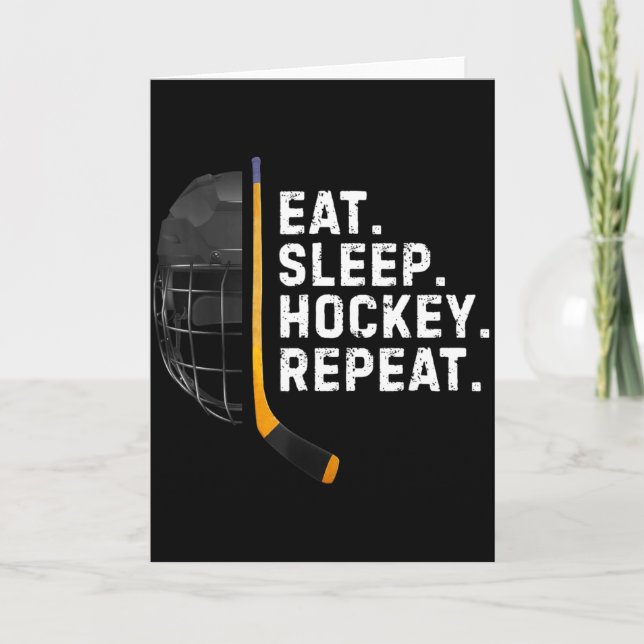 Cartão Eat Sleep Hockey Repea Funny Cool Hockey Player  (Frente)