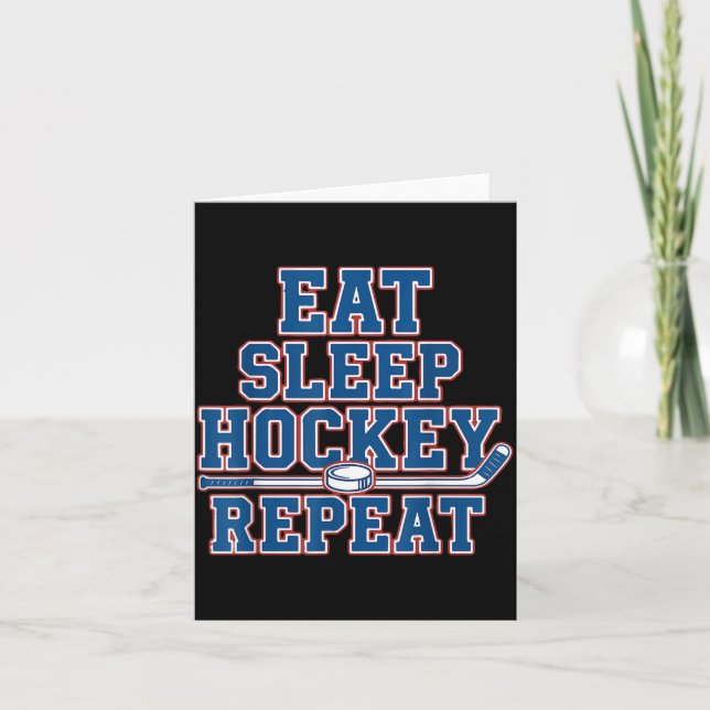 Cartão Eat Sleep Hockey Repeat Ice Hockey For Teens Kids  (Frente)
