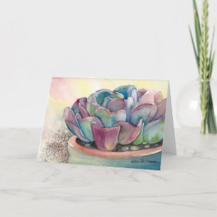 Cartão Echeveria Watercolor Card by Debra Lee Baldwin