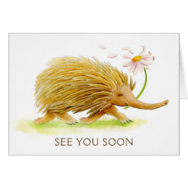 Cartão Echidna whimsy animal watercolor