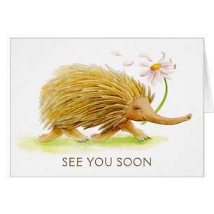 Cartão Echidna whimsy animal watercolor