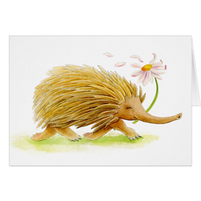 Cartão echidna whimsy para animais (Frente Horizontal)