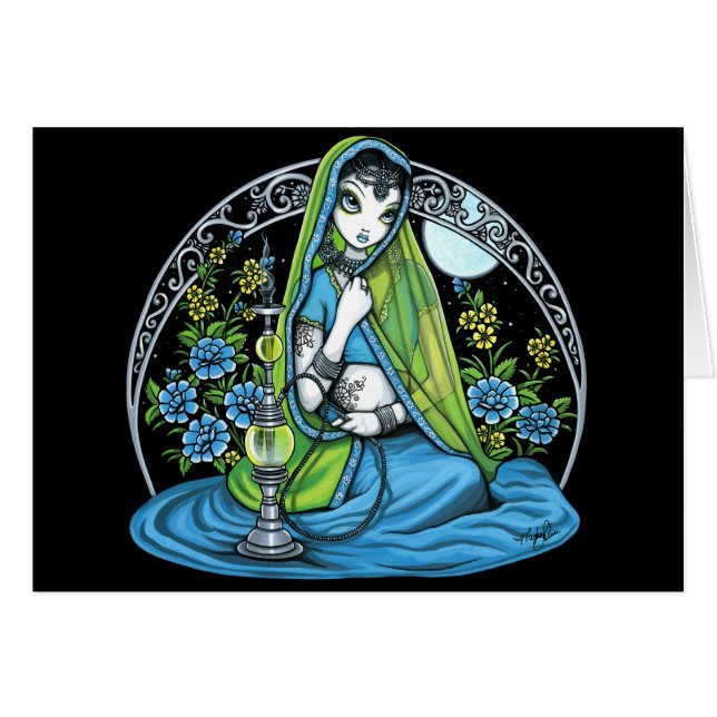Cartão ecléctico da fada da lua do sari do Hindi (Frente Horizontal)