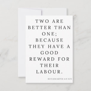 Cartão Eclesiastes 4:9 KJV - Saudação de Escritura de Bíb