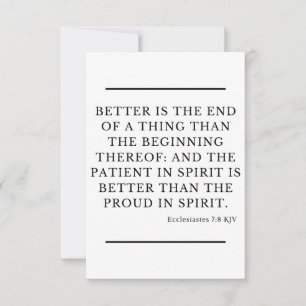 Cartão Eclesiastes 7:8 Bíblia KJV Verse Flat Greeting