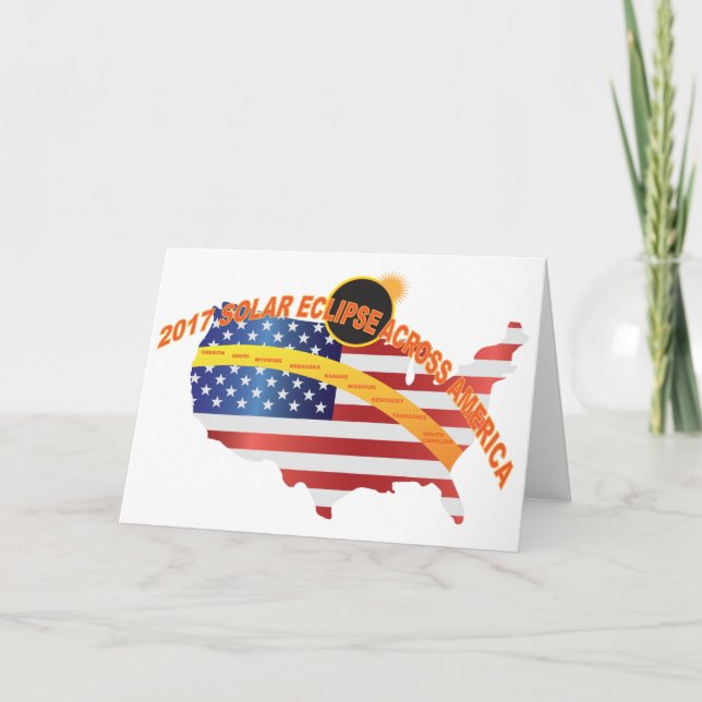 Cartão Eclipse 2017 solar total através do mapa dos EUA (Frente)