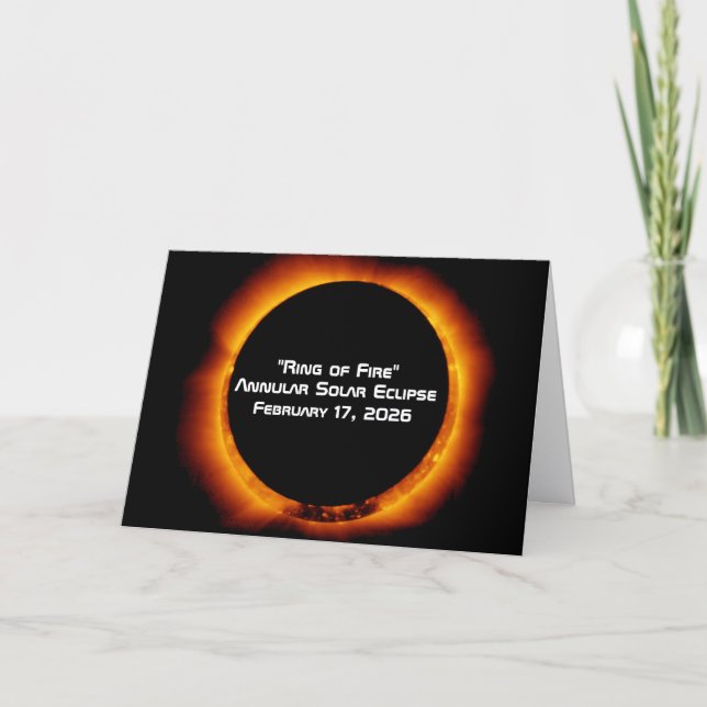 Cartão Eclipse Solar Anelar de 2026 do Anel de Fogo (Frente)