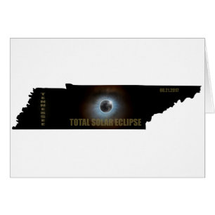 Cartão Eclipse solar total no esboço do mapa de Tennesse