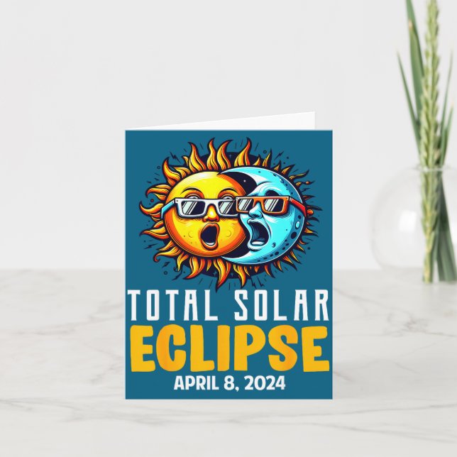 Cartão Eclipse Total Solar Fofo Usa Sol (Frente)