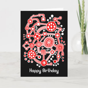 Cartão Ecossistema III - Branco e vermelho em preto