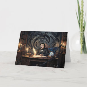 Cartão Edgar A. Poe Compondo O Corvo Em Sonhos Góticos