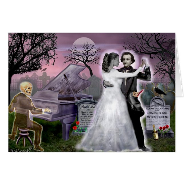 Cartão Edgar Allan Poe e Annabel Lee Eternally (Frente Horizontal)