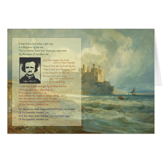 Cartão Edgar Allan Poe Poem Annabel Lee (Frente Horizontal)