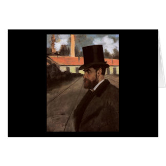 Cartão Edgar Degas Henri Rouart na frente de sua fábrica