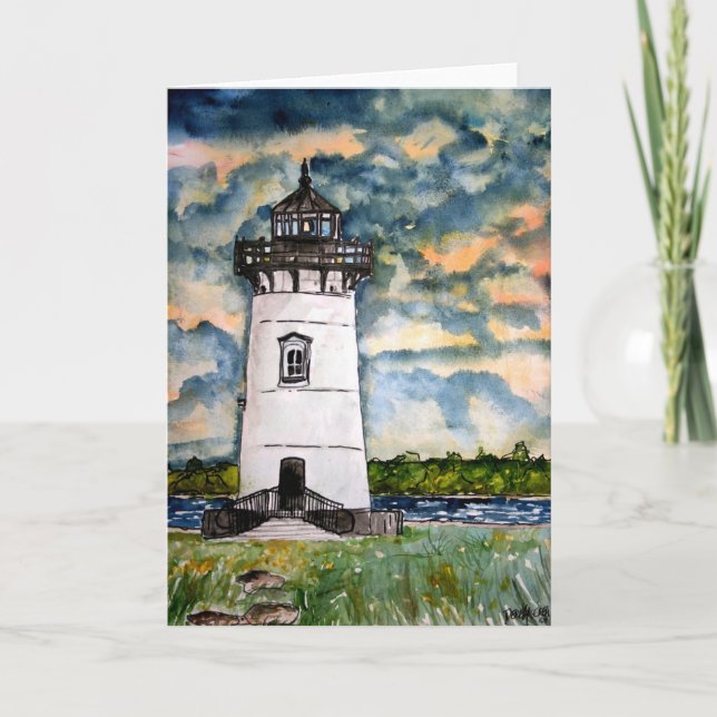 Cartão Edgartown Lighthouse Marthas Vineyard Card (Frente)