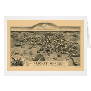 Cartão Edgartown, mapa panorâmico das MÃES - 1886
