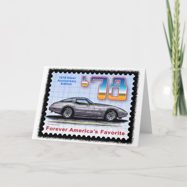Cartão Edição de prata Corveta do aniversário 1978 (Frente)