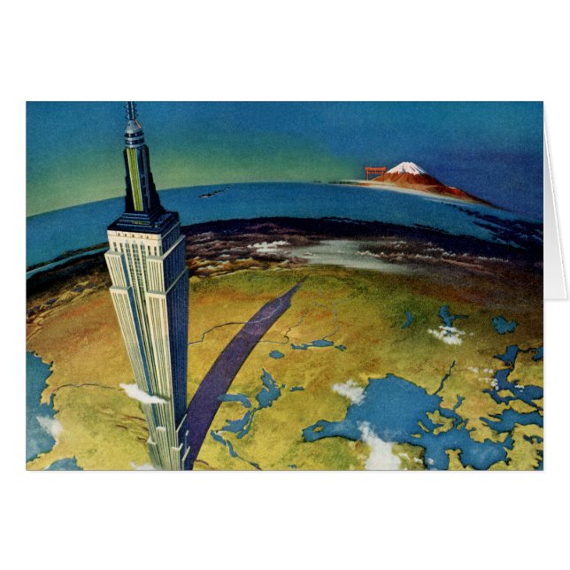 Cartão Edifício de Estado do Império Nova Iorque viagens  (Frente Horizontal)